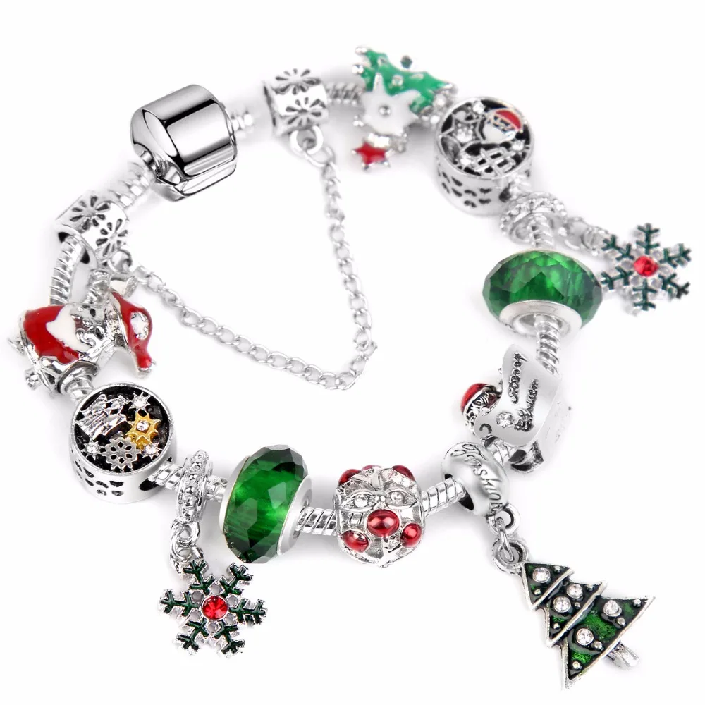 Рождественский подарок Снежинка очаровательный браслет для Pa DIY хрустальные бусины подходят для браслетов и браслетов ювелирные изделия милый Lov дропшиппинг