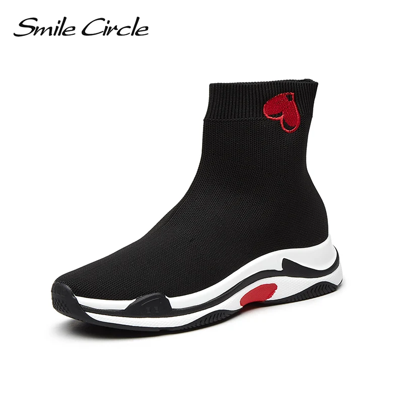 

Smile Circle 2018 Spring/Autumn Women Short Boots High-top Shoes Women Fashion Flat Platform Shoes C7W18B03