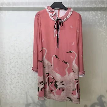 

Sweet Pink Dress for Women Long Sleeve Fashion Elegant Dress for Party 2018 new Women Dress