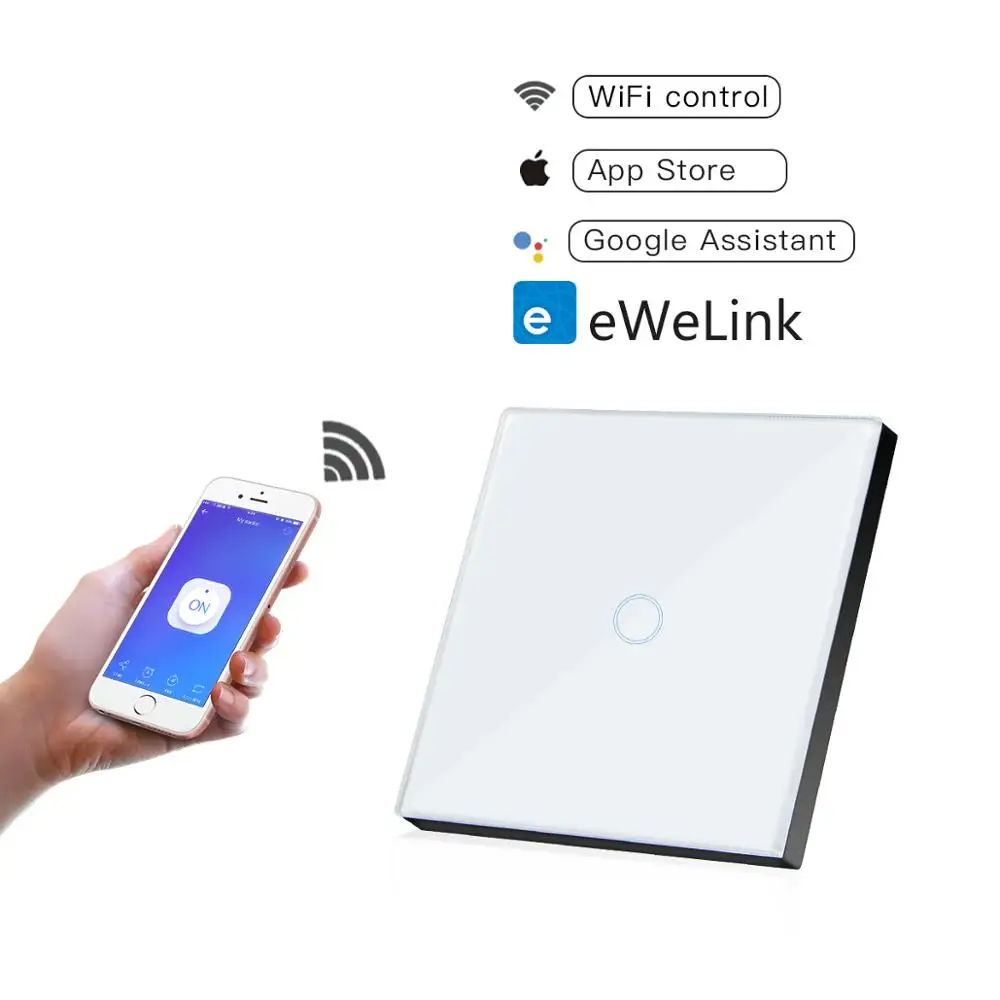 

EU Standard Touch Sensor Light Switch Wireless Smart Switch 220V WiFi Wall Switch Alexa/Google Home 1/2/3 Gang Interruptor Pared