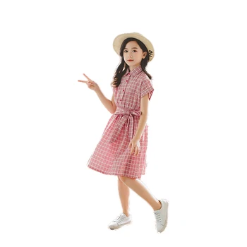 

New Best Kid Girl Dress 2020 Summer Red Popular Plaid Dress Birthday Party Costume Dress For Girls 4 To 14 Years