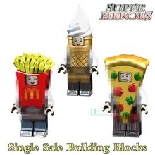 1pc pizza ice cream Fries peanut fruit disguised super heros Building Blocks Action Figure Children kids diy Gift Toys