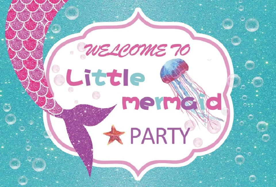 

Laeacco Baby Shower Party Colorful Mermaid Starfish Photography Backdrops Customized Photographic Backgrounds For Photo Studio