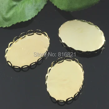 

Blank Oval Lace Bezel Settings Cabochon Base Findings for Floating Charms Lockets DIY Making Golden Plated 18x25mm 20x30mm