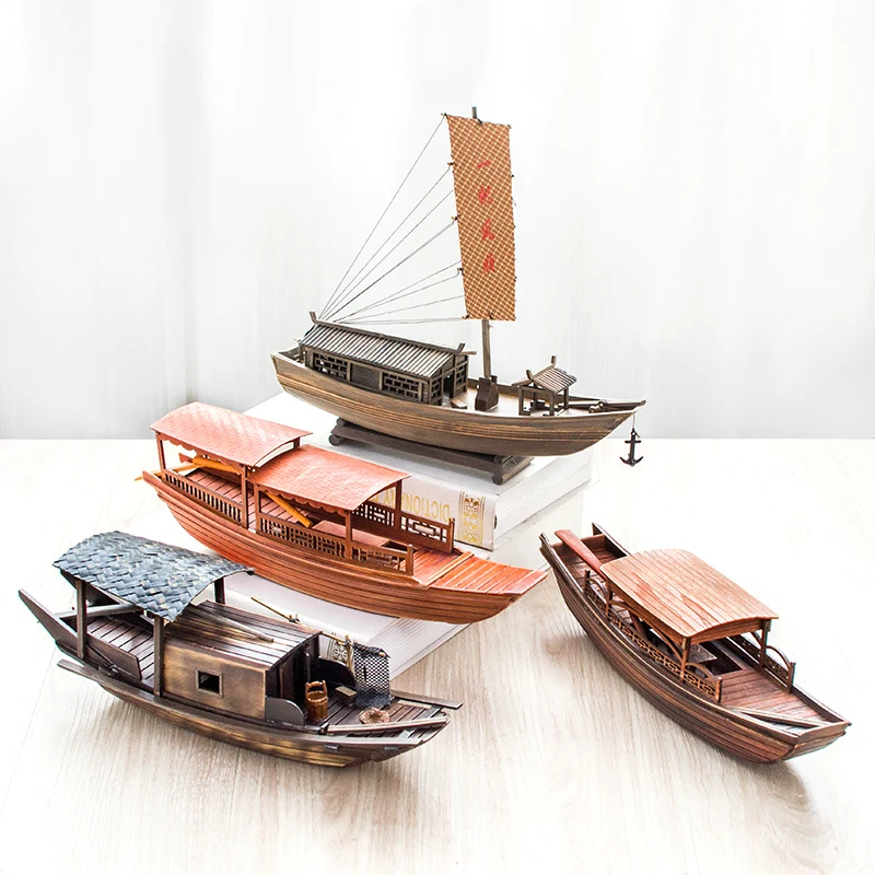 

Sailing Boat Model Handmade Wooden Model Ship Fishing Vessel caravan For Home Decoration Accessories Vintage Home Decor Sailboat