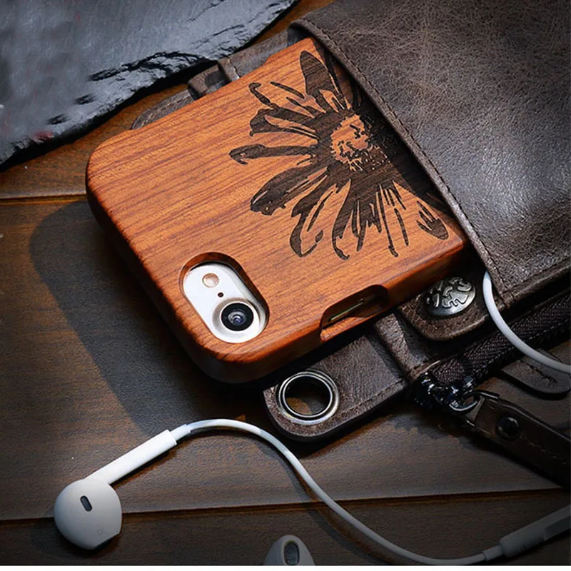 100% Натурального Дерева Case Для iPhone 7 Plus Vintage Luxury Жесткий задняя Крышка Корпуса 5 5S SE