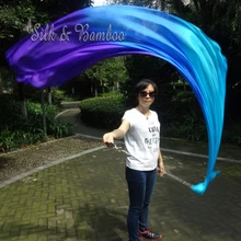 Бирюзово-сине-фиолетовый, 1 шт. 1,8 м* 0,9 м(7"* 35") Съемный ручная роспись танец живота Шелковый Вуаль пой, настоящий цветастый шелк