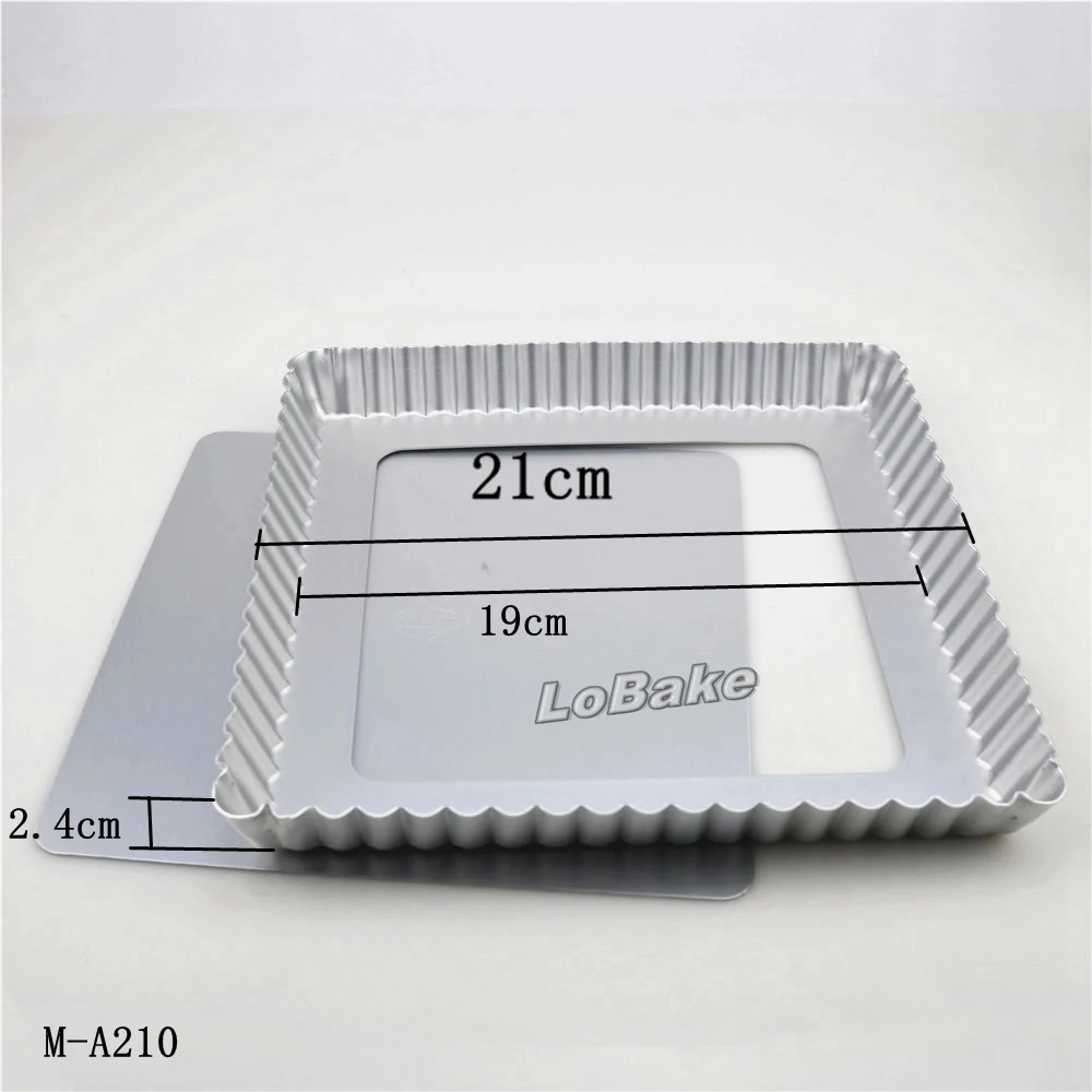 21*21*2.4cm removable bottom aluminium anodising square chrysanthemum pie pan pizza stone pancake cheese cake mold DIY bakeware