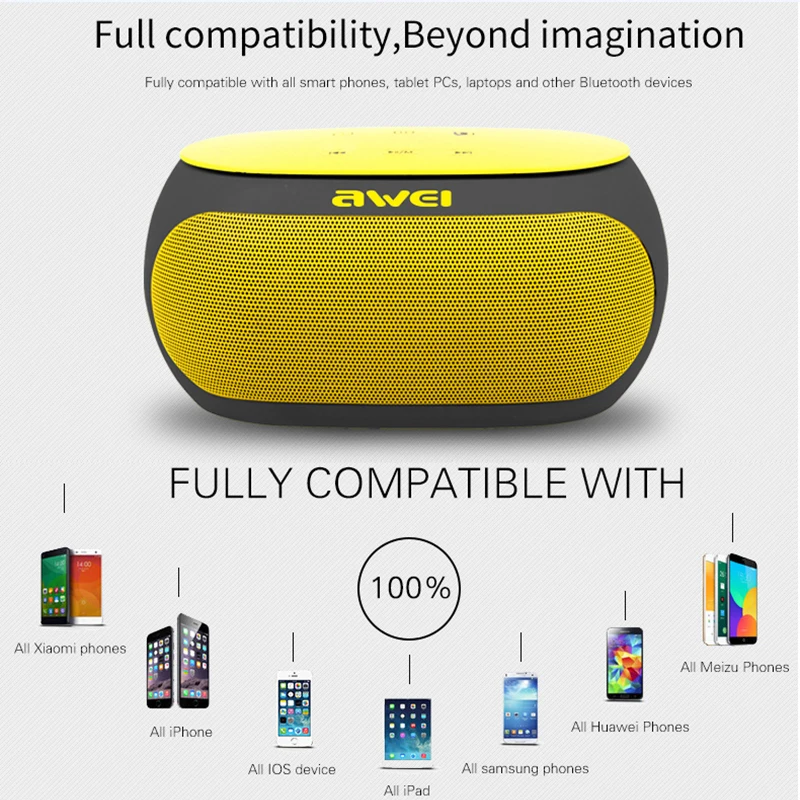 DRXENN Awei Y200 Bluetooth Speaker Portable Wireless Soundbar Mini Music Boombox For Computer Phone Support Bluetooth TF USB