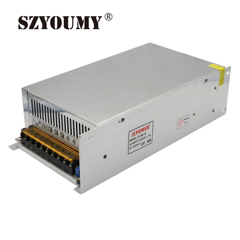 

SZYOUMY LED Power Supply 12V 40A 50A Constant Voltage Switching Driver 220V AC/DC Lighting Transformer Indoor LEDs 480W 600W