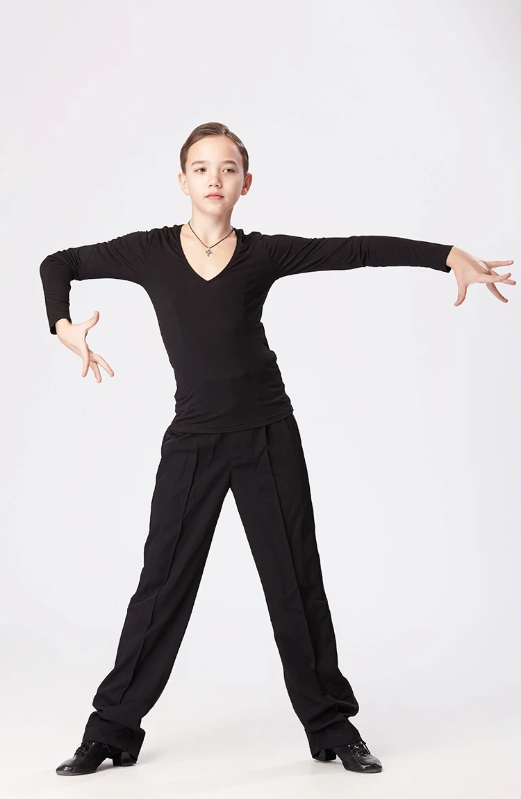 Новые пикантные Модные детская латинская Танцы костюмы рубашка для мальчиков длинные рукава высокого качества Бесплатная доставка