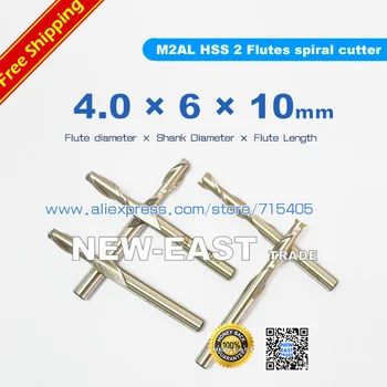 

4*6*10*60 mm Shank 6mm Flute diameter 4mm 2 Flutes Cutter M2AL HSS 2 Flutes spiral cutter End Mill Cutter