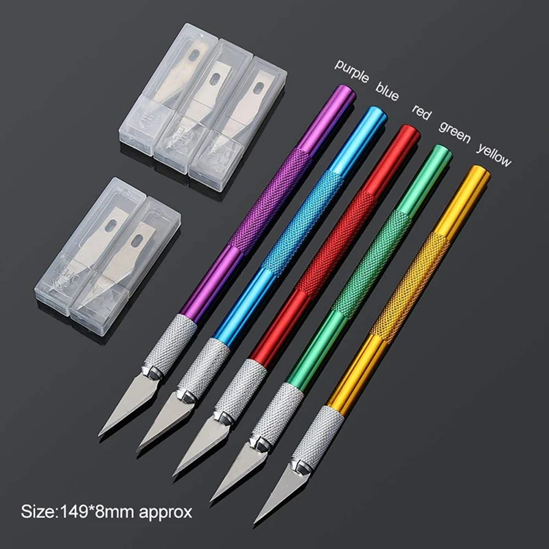 

Non-Slip Metal Scalpel Knife Tools Kit Cutter Engraving Craft knives + 5pcs Blades Mobile Phone PCB DIY Repair Hand Tools