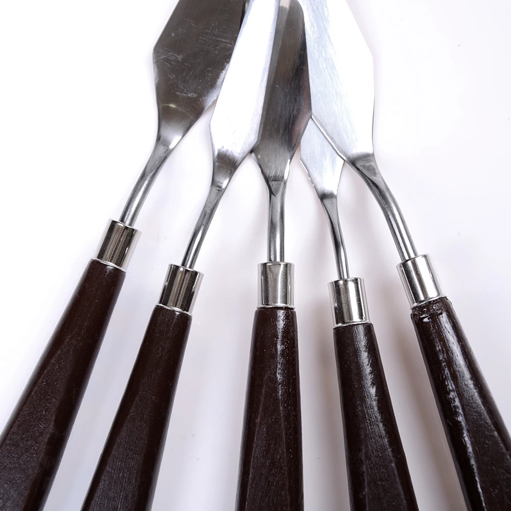 Смешанная нержавеющая сталь скребок для палитры набор ножи-шпатели живопись нож лезвие деревянная ручка для художника картина маслом