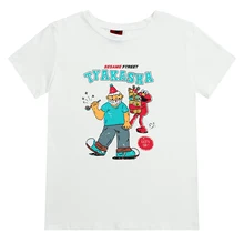 Модная дизайнерская летняя новая женская белая футболка из хлопка с круглым вырезом и коротким рукавом с мультяшными буквами, женские футболки, рубашка, топы