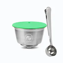 Многоразовая металлическая многоразовая капсула из нержавеющей стали, силиконовая крышка, кофейная машина Dolci Gusto, кофейная ложка с зажимом