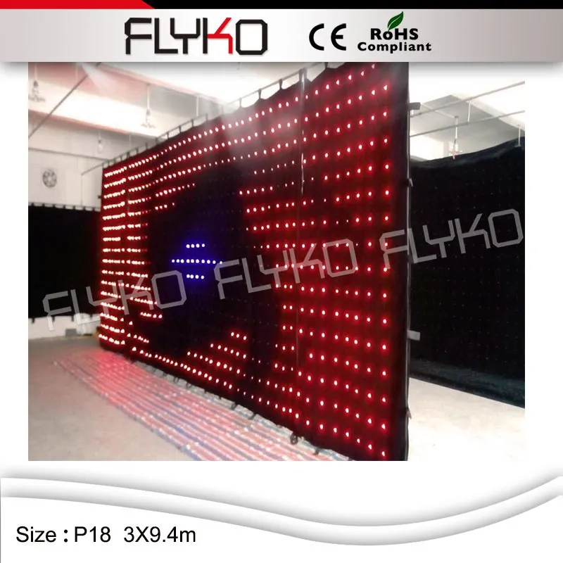 

Hot selling p18cm 3X9.4m led video curtain play xx movies led lights