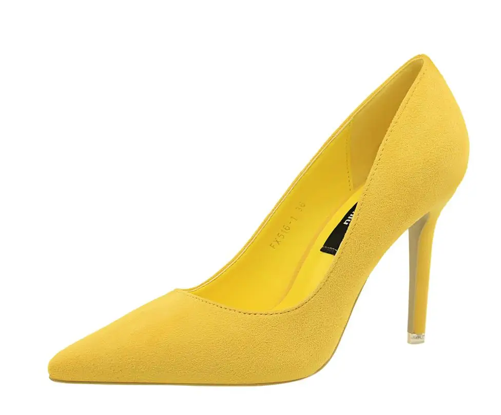 Autumn and winter black red nude color matte suede pointed high heels superfine with shallow mouth women's shoes wedding