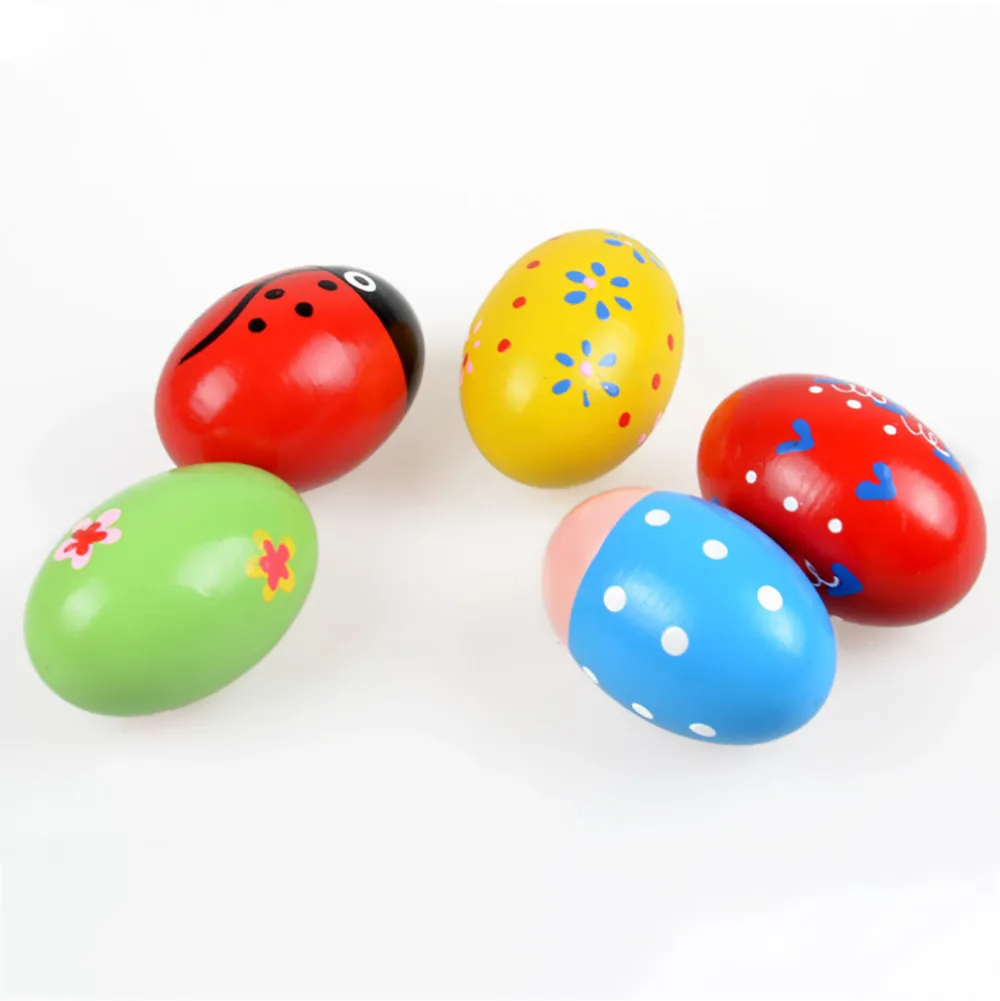 

Easter Gift Children Wooden Sand Eggs Instruments Percussion Musical Toys For Children 30S8201 drop shipping