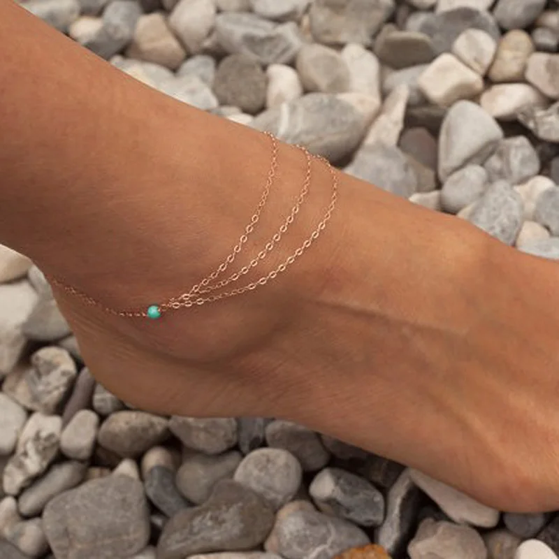 

Pop punk green stone jewelry accessories ladies casual Anklet