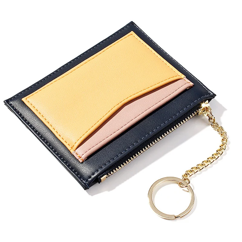 

2019 Hot Fashion Small Wallet Slim Leather Card Case Holder Change Purse with Keychain for Women Girls KA-BEST