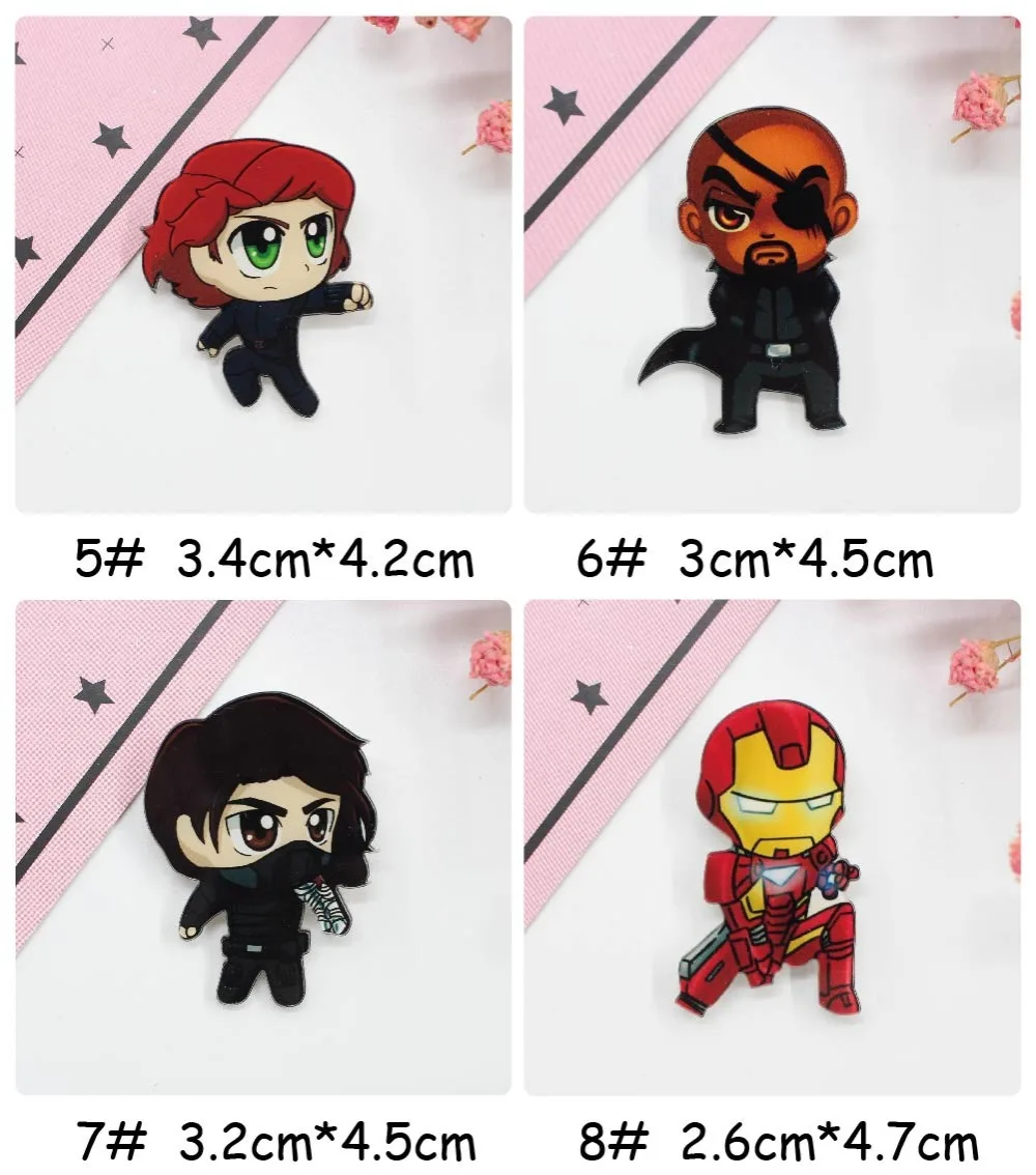 American hero mix 1PCS Painting cartoon mix food for Clothing Acrylic Badges Kawaii Icons on The Backpack Pin Brooch Badge Z11