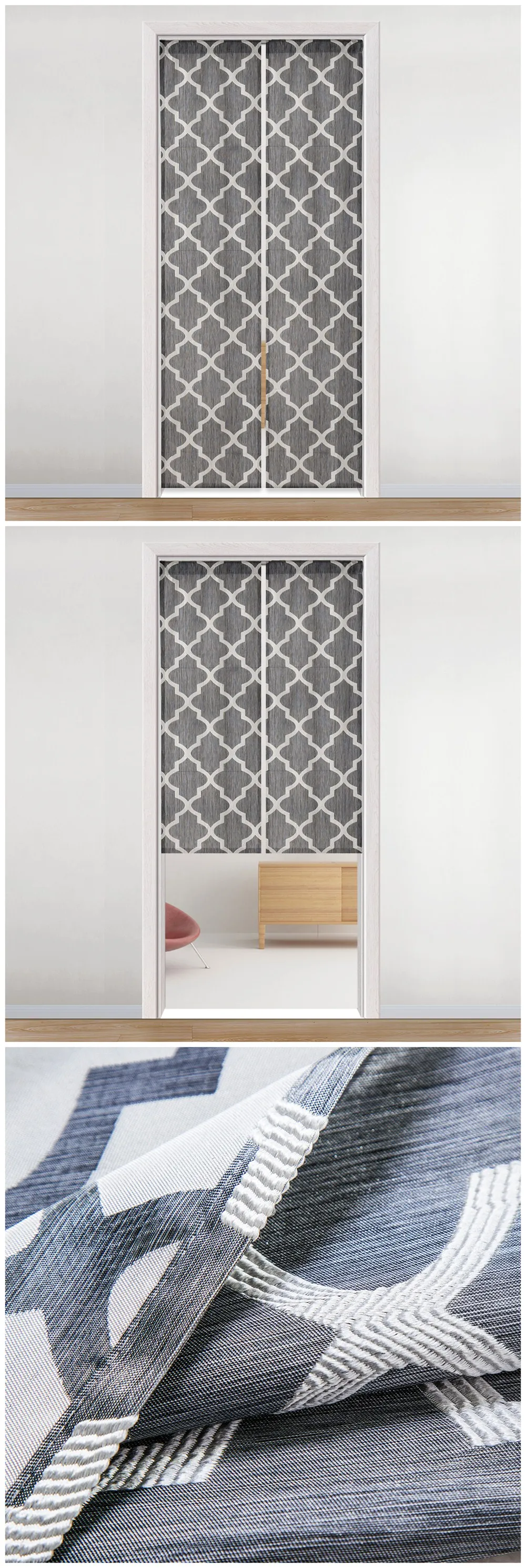 LOZUJOJU Simple Plaid Jacquard Curtains for Bedroom Doors Rod Pocket Processing Semi Shade Drops Thread Fabric Modern Design (1)
