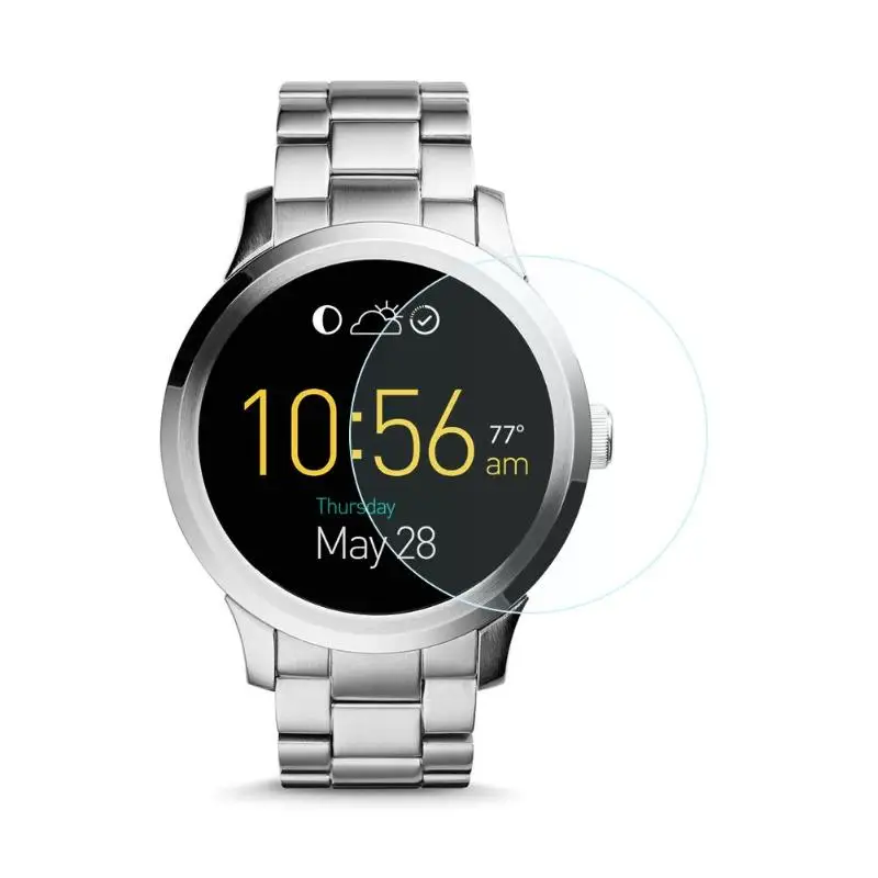 

ALLOYSEED 2Pcs Tempered Glass Protective Film For Fossil Q Founder Smart Watch Clear Guard Anti-scratch Screen Protector Cover