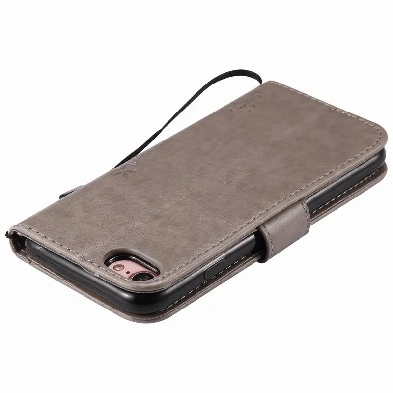Для Coque iPhone 8 флип чехол кожаный бумажник+ Силиконовый мягкий чехол iPhone8 Plus чехол для телефона s 3D тисненый кошачий дерево защитный чехол