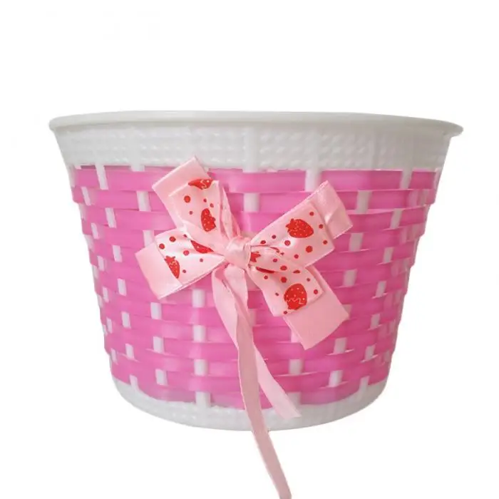 Cheap 2019 Hot Sale Bowknot Front Bike Bicycle Basket Children Kids Girls Outdoor Panniers fietstassen Cycling Shopping Accessories 5