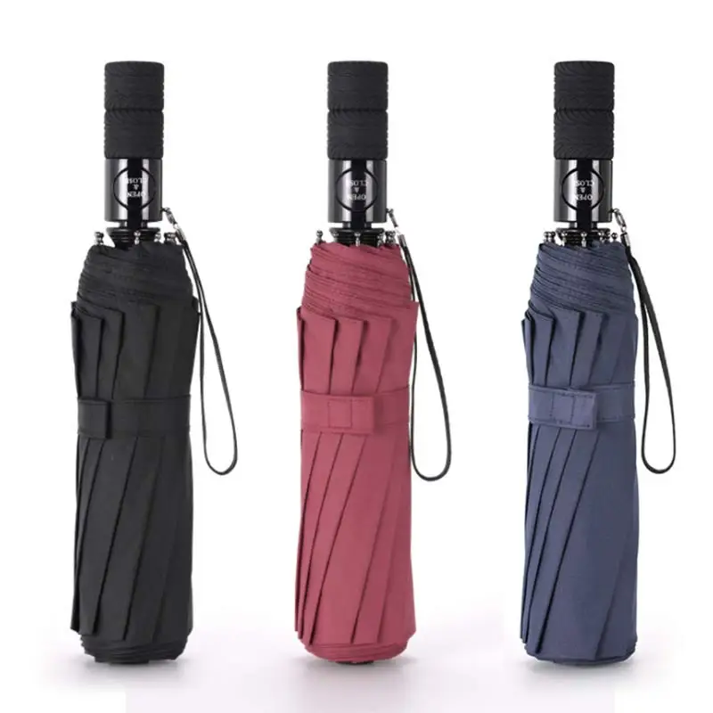 Ten Bones Automatic Business Umbrella Spot Qingyu Dual-use Folding Creative 3 fold Print Logo Advertising Printing Gift |