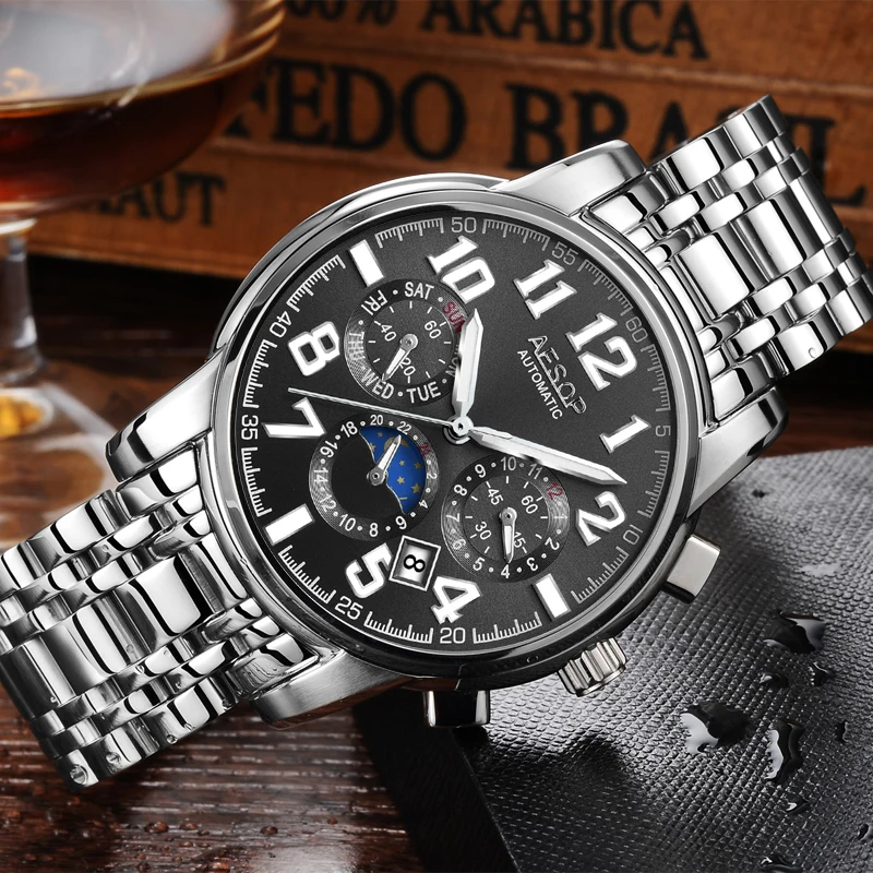 ايسوب الفاخرة الرجال التلقائي الميكانيكية المعصم الساعات أعلى العلامة التجارية مضيئة الرجال الساعات 3 الفرعية الأوجه 6 الأيدي الذكور relogio ... ايسوب الفاخرة الرجال التلقائي الميكانيكية المعصم الساعات أعلى العلامة التجارية مضيئة الرجال الساعات 3 الفرعية الأوجه 6 الأيدي الذكور relogio ...