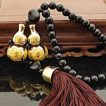 

Car Vehicle Double Gourd Beads Tassels Rearview Mirror Hanging Ornament Decor car decoration