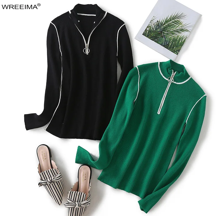Hot Selling Simple Design Women Sweaters Solid Color Turtle Neck Long Sleeve Fitted Casual Elegant Chic Sweater Z846 | Женская одежда