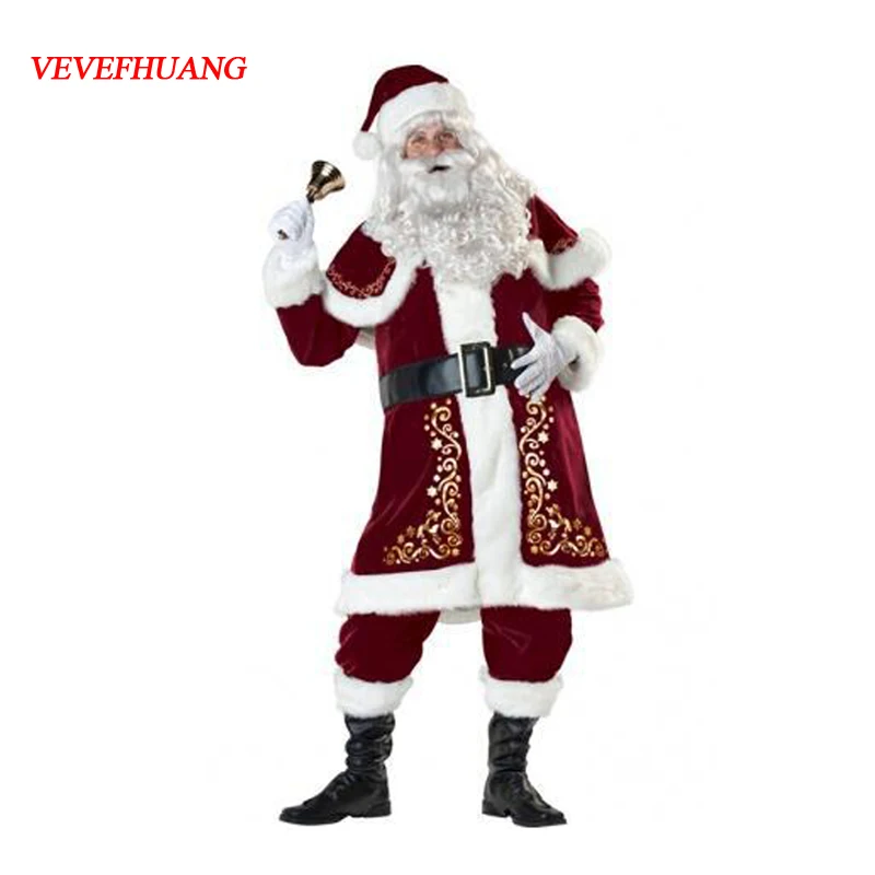 VEVEFHUANG мужской костюм Санта-Клауса роскошное бархатное рождественское маскарадное платье