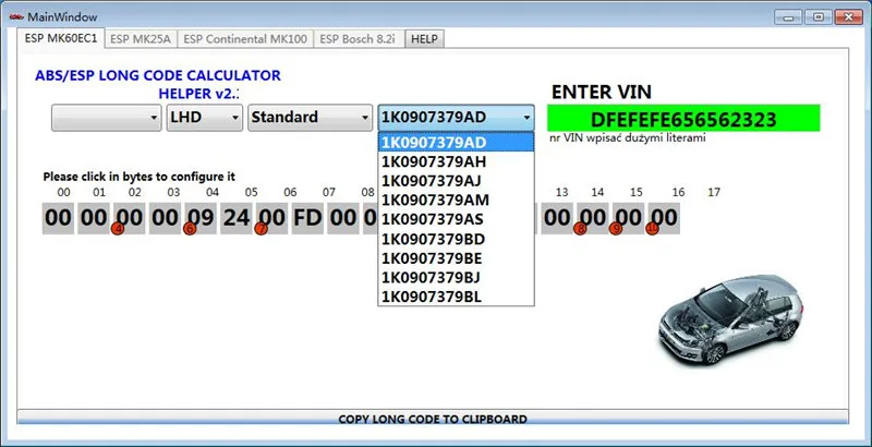 Для VW ABS ESP длинный код калькулятор помощник MK60EC1