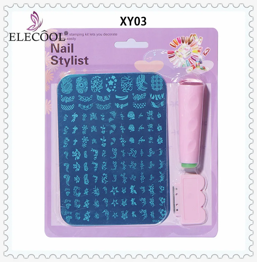 ELECOOL 1 набор, сделай сам, дизайн ногтей, штамповка, штамповка, изображения, пластины, полировка, форма для печати, трафарет для ногтей, инструменты, шаблоны для маникюра для женщин - Цвет: 02