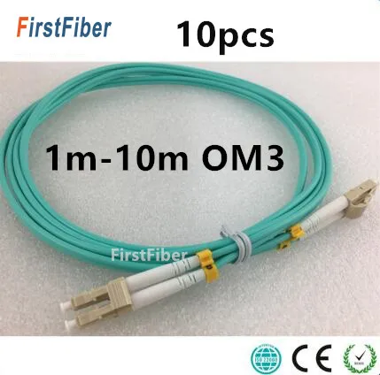 

10 pcs LC to LC OM3 Multimode 10G Fiber Patch cord Duplex MM 50/125um OM3 Jumper Fiber Optic Cable 1m 2m 3m 5m