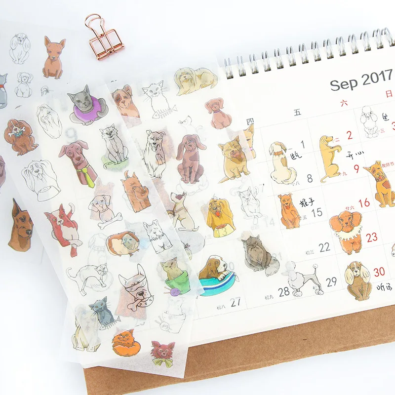 6 листов/Упаковка милый щенок бумажные клеящиеся наклейки декоративный альбом дневник палочка этикетка канцелярские наклейки