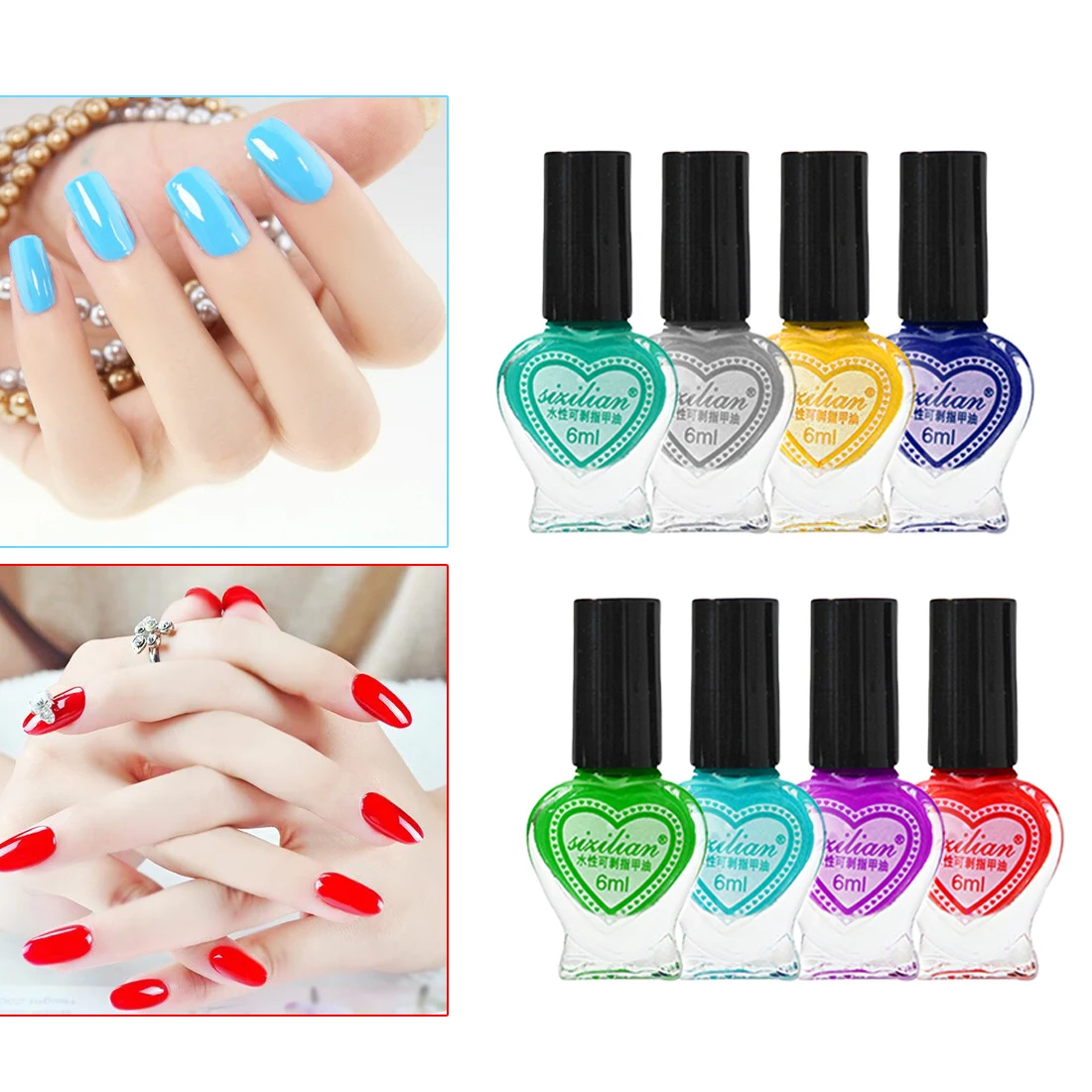 

1 Bottle Water Base Nail Polish 6ml 24 Colors Pro Salon Eco No-toxic Peel Off Fast Dry Art Nails Paint Finger Tip Lacquer