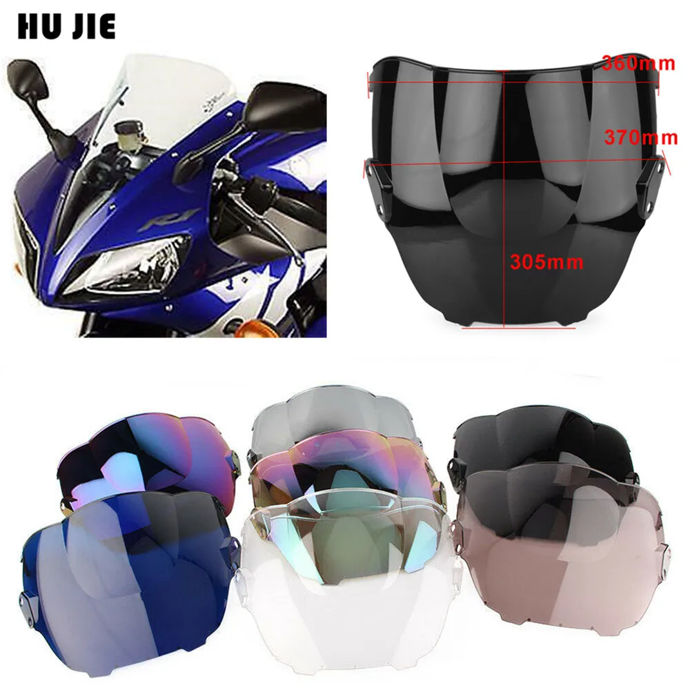 Black Motorcycle Motorbike Windshield Double Bubble Windscreen Wind Deflectors Air Flow For