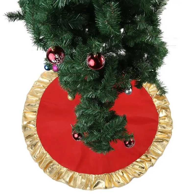 

Hot Sale 90cm Red Christmas Skirt Tree with Golden Edge Xmas Tree Cover Base Christmas Decor for Home New Year Party Supplies