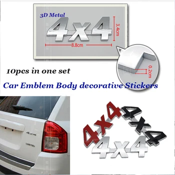

3D Metal For jeep Cherokee Liberty Rubicon Wrangler Car Emblem Body Sticker accessories 4X4 logo badge 10pcs decoration Decals