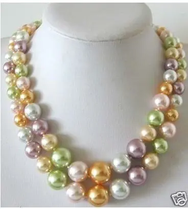 

FREE SHIPPING>>>@@ noblest 2 ROW MULTICOLOUR SHELL GENUINE PEARL NECKLACE Fashion AKOYA S