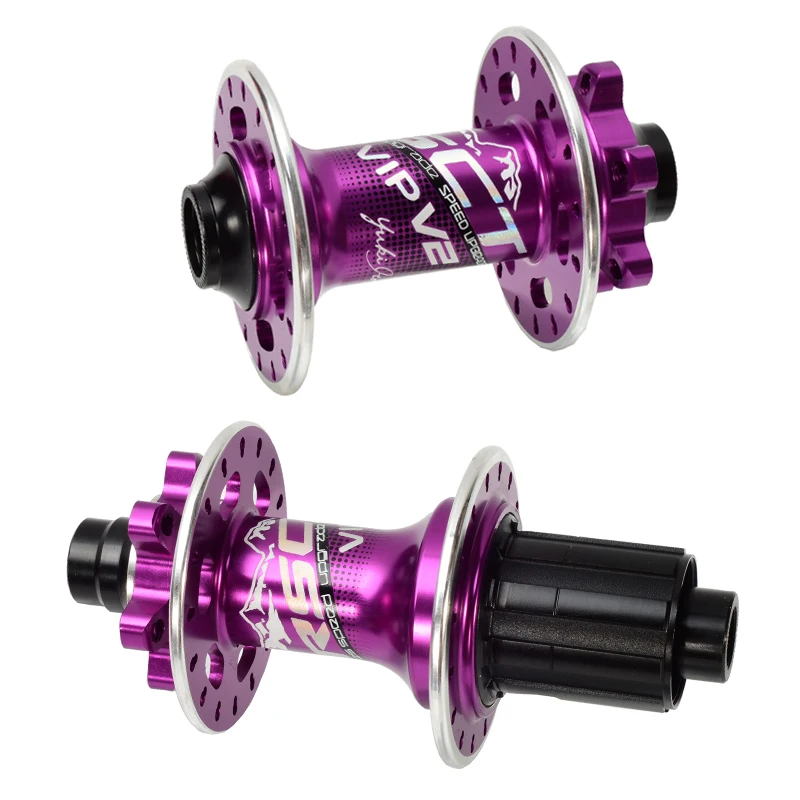 KRSEC Front Rear Hub 32 Holes Bicycle Hubs QR Thru Axis 5 Bearings 6