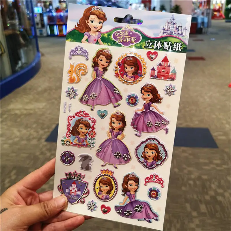 Disney Shiny Laser Sticker Premium Children Cartoon Sticker Frozen Sticker Sophia Princess Sticker