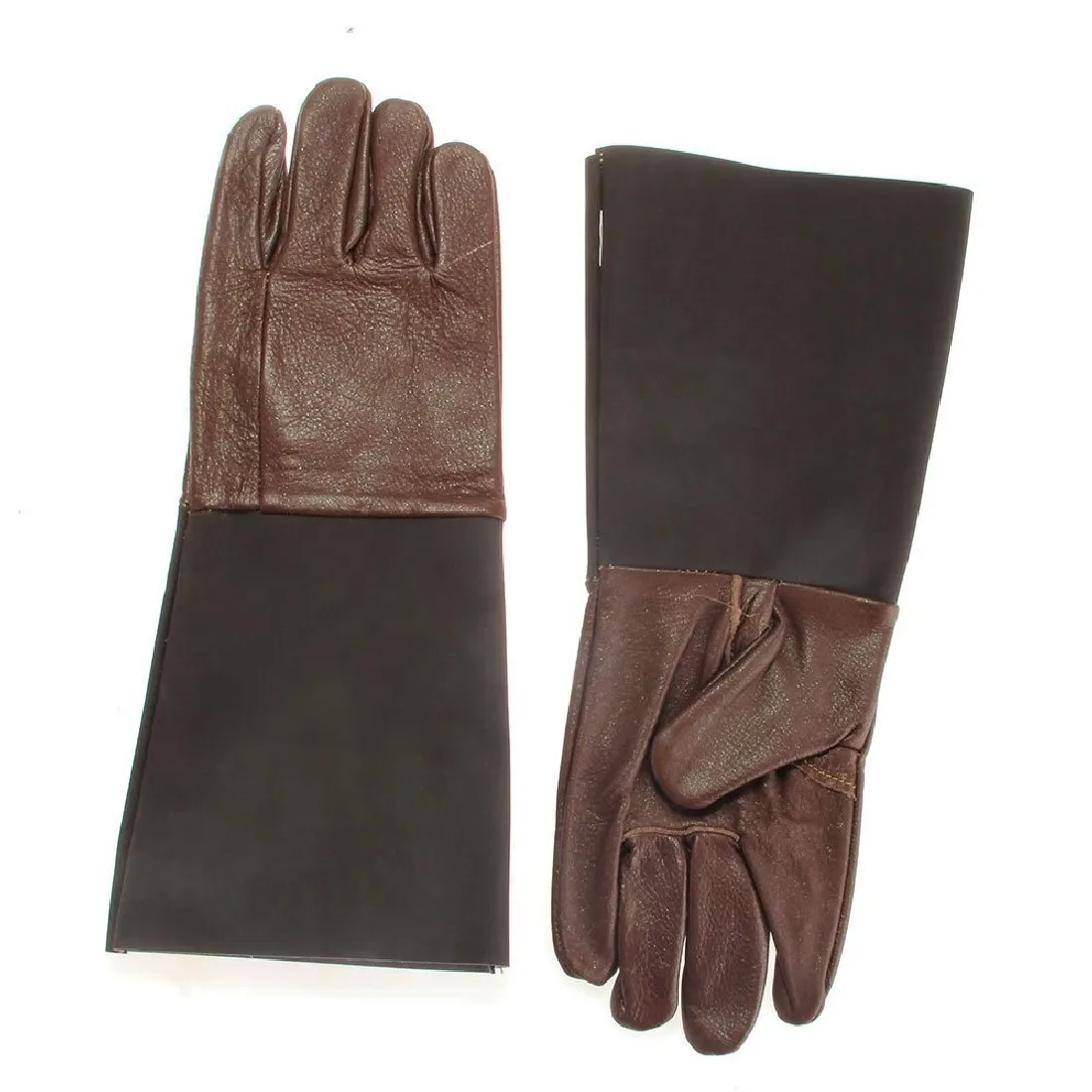 Pair Gloves Reptile Anti Bite Scratch Burn Prevent Cowhide Leather