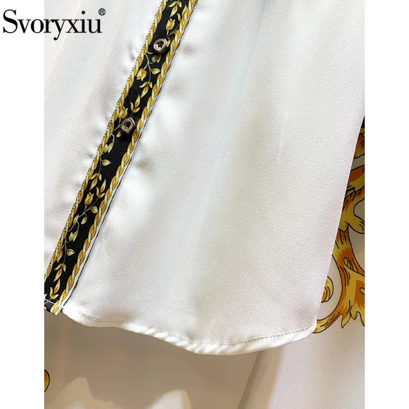Женский костюм с брюками Svoryxiu, белый костюм-двойка с винтажным принтом из блузки с короткими рукавами, расшитой бисером, и широких брюк на лето