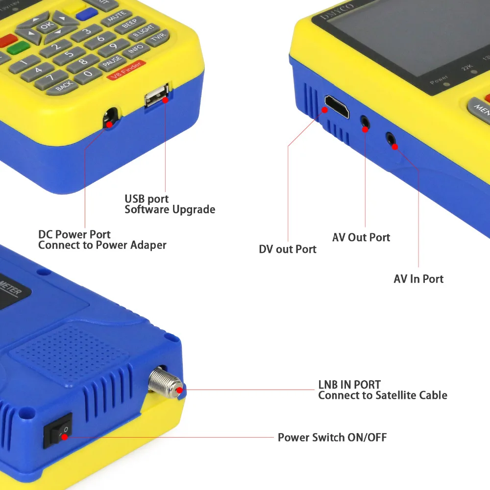 V8 прибор обнаружения Satellite Finder dmyco метр DVB S/S2 спутниковый SatFinder MPEG 2/MPEG 4 Высокое