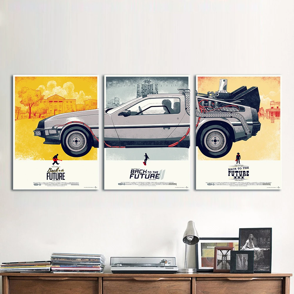 Online HDARTISAN lienzo arte película póster 3 unidades de vuelta al futuro Phantom City pintura decoración del hogar pared fotos para sala de estar